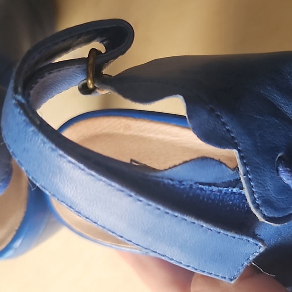 Miz Mooz Blue Leather Lace-up Heeled Pumps - Picture 11 of 14